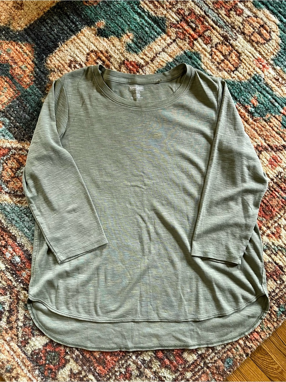 Kirkland Signature Olive Scoop Neck Long Sleeve Top